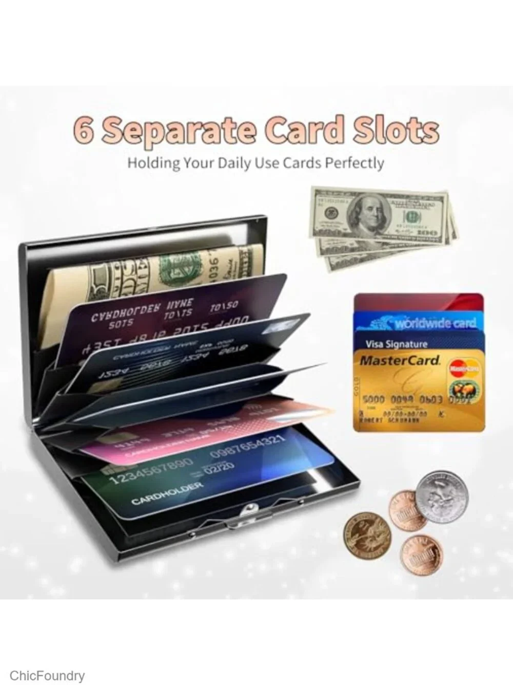 Slim Metal RFID Blocking Card Holder Up to 10 Cards